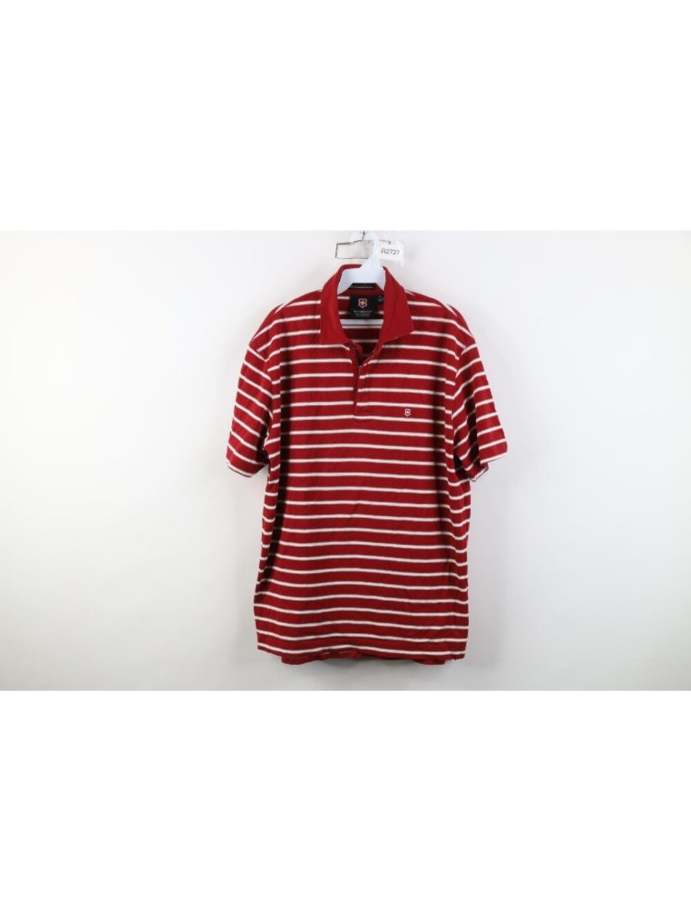 Victorinox Mens XL Pima Cotton Knit Striped 1/4 Zip Collared Golf Polo Shirt Red